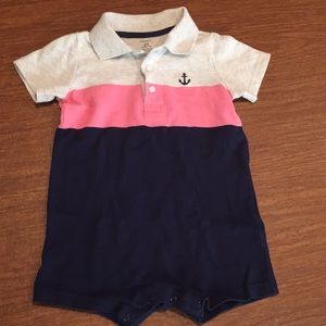 Carter’s baby boy nautical striped polo romper